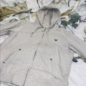 Light gray True religion zip up hoodie